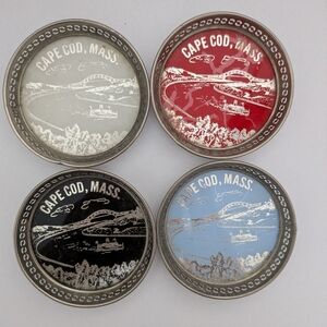 Vintage Cape Cod Mass. Souvenir Coasters - Set of 4 - Sagamore Bridge